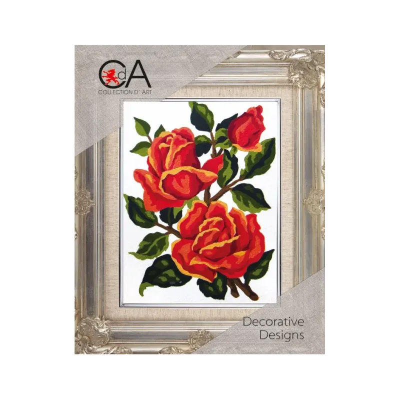 Gobelenų rinkinys su atspausdintu drobės 14x18 Orange Roses CDA3186K