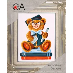 Tapestry Kit with printed canvas 14x18 Scholar Bear CDA3180K