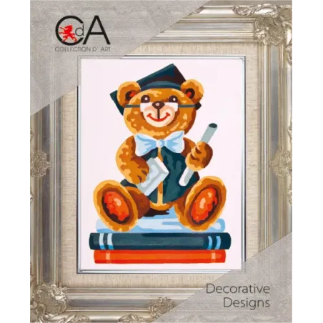 Kit de tapisserie avec toile imprimée 14x18 Scholar Bear CDA3180K