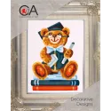 Kit de tapisserie avec toile imprimée 14x18 Scholar Bear CDA3180K
