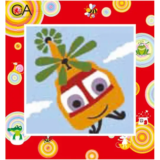 Gobelin-Set mit bedruckter Leinwand 15x15 Hubschrauber CDA2008K