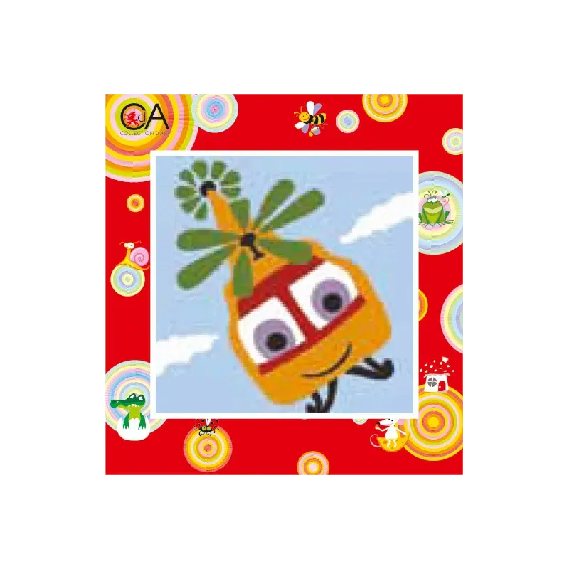 Kit de tapisserie avec toile imprimée 15x15 Hélicoptère CDA2008K