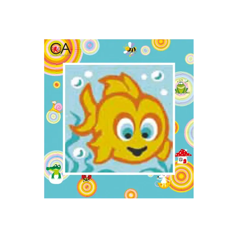 Gobelin-Set mit bedruckter Leinwand 15x15 Goldfisch CDA2006K