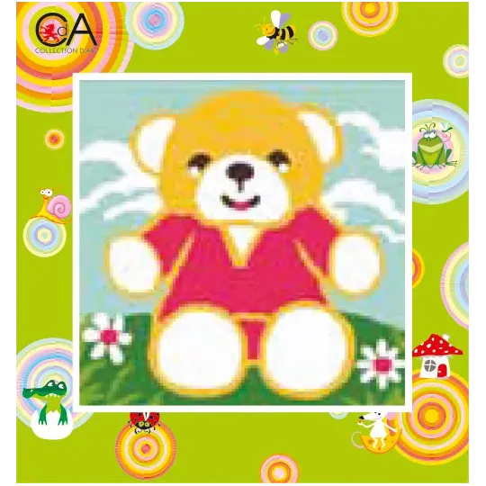 Gobelin-Set mit bedruckter Leinwand 15x15 Teddy CDA2004K