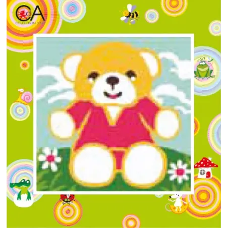 Gobelin-Set mit bedruckter Leinwand 15x15 Teddy CDA2004K