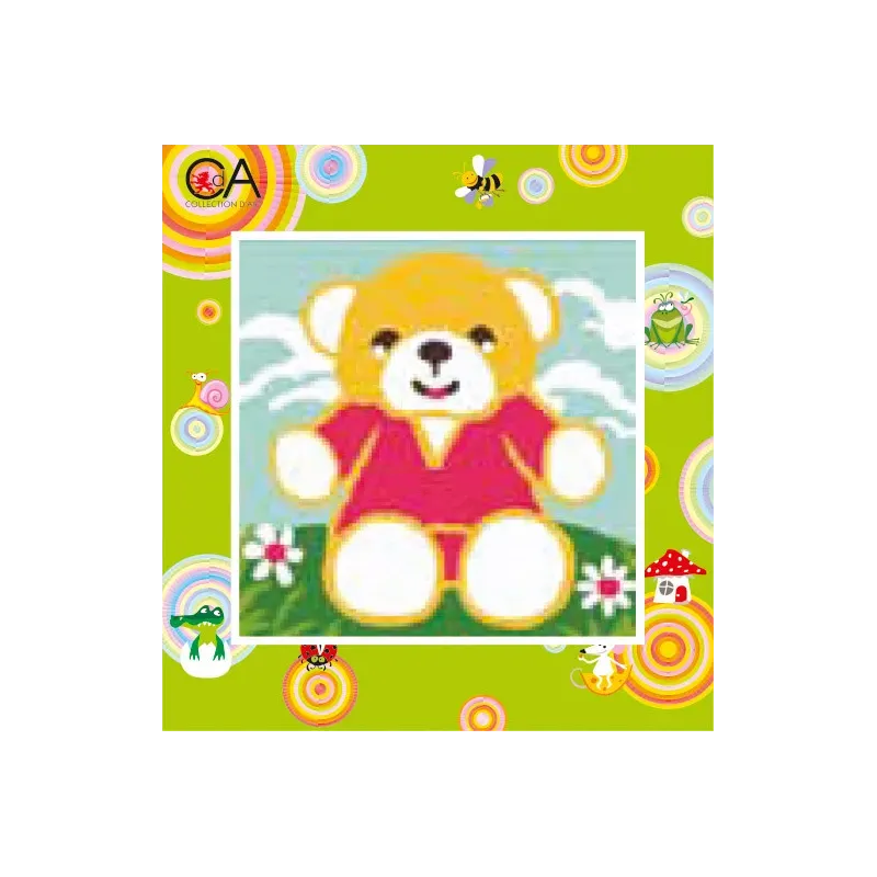 Kit de tapisserie avec toile imprimée 15x15 Tedddy CDA2004K