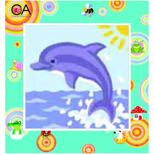 Tapestry Kit with printed canvas 15x15 Dolphin CDA2003K