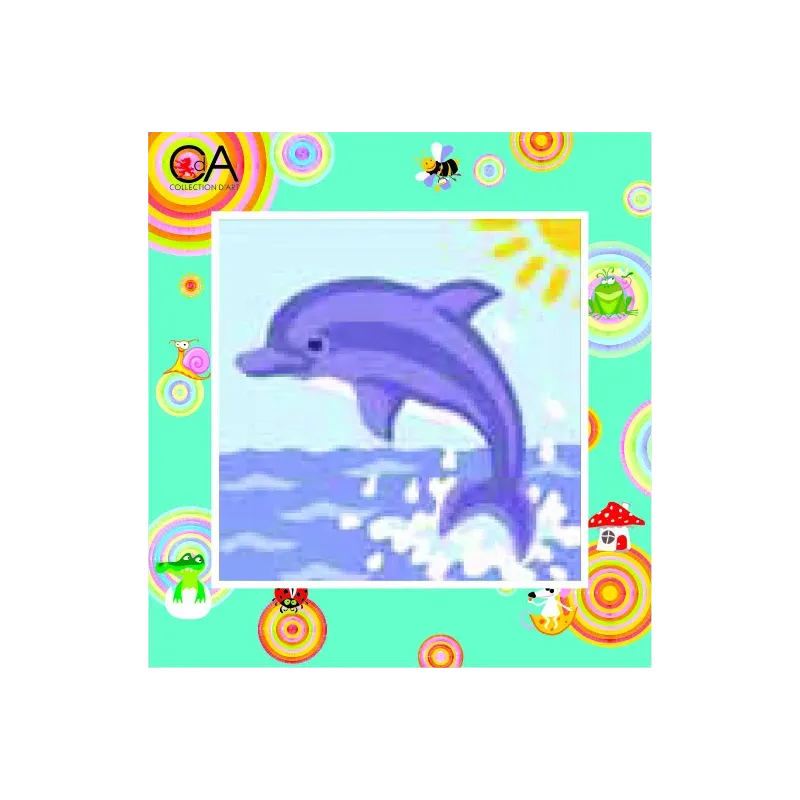 Tapestry Kit with printed canvas 15x15 Dolphin CDA2003K