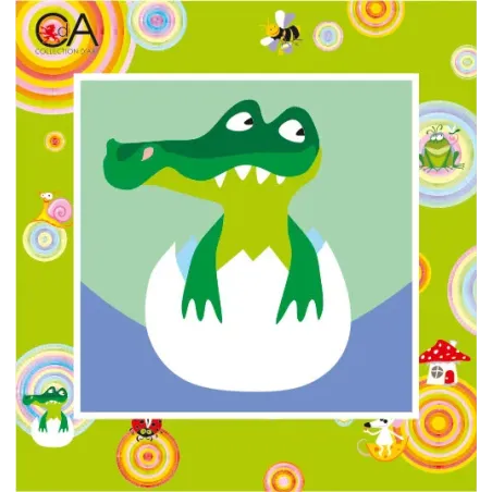 Kit de tapisserie avec toile imprimée 15x15 Crocodile éclos CDA2001K