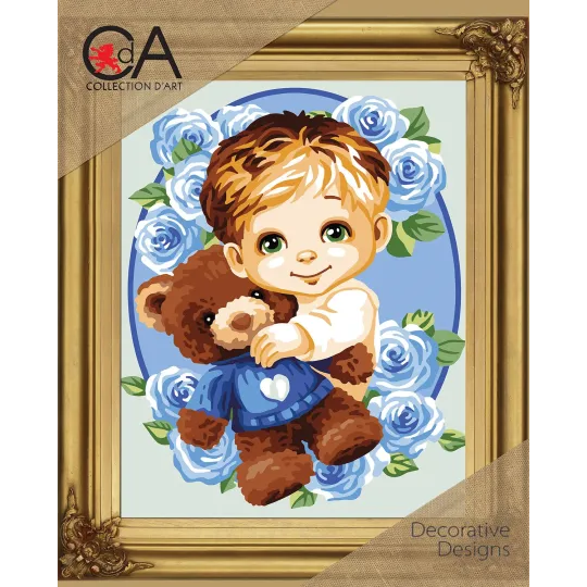 Gobelin-Set mit bedruckter Leinwand 22x30 Teddybär für einen Jungen CDA6337K