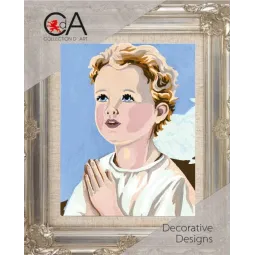 Kit de tapisserie avec toile imprimée 14x18 Enfant priant CDA3221K