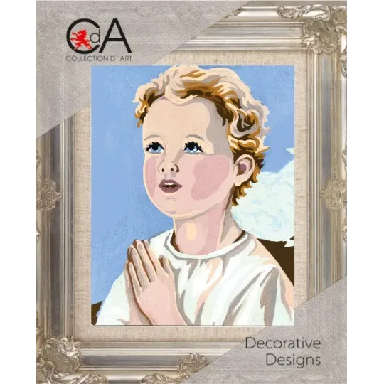 Kit de tapisserie avec toile imprimée 14x18 Enfant priant CDA3221K