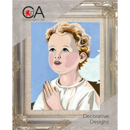 Kit de tapisserie avec toile imprimée 14x18 Enfant priant CDA3221K