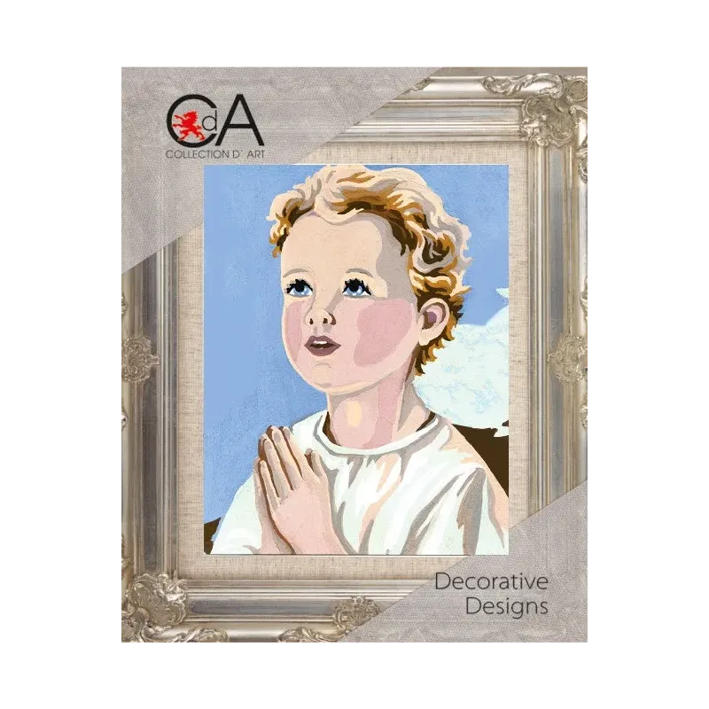 Tapestry Kit with printed canvas 14x18 Child Praying CDA3221K
