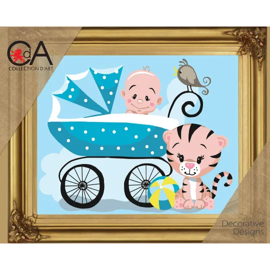 Kit de tapisserie avec toile imprimée 22x30 C'est un garçon ! CDA6333K