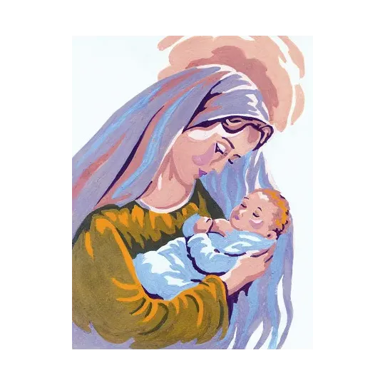 Gobelin-Set mit bedruckter Leinwand 14x18 Madonna & Kind CDA3219K