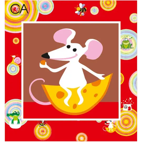 Kit tapisserie avec canevas imprimé 15x15 Souris au fromage CDA2002K