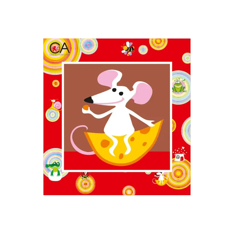 Kit tapisserie avec canevas imprimé 15x15 Souris au fromage CDA2002K