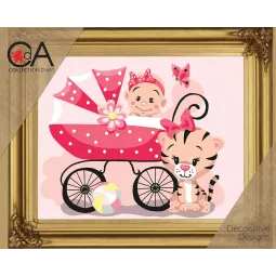 Gobelin-Set mit bedruckter Leinwand 22x30 Es ist ein Mädchen! CDA6332K