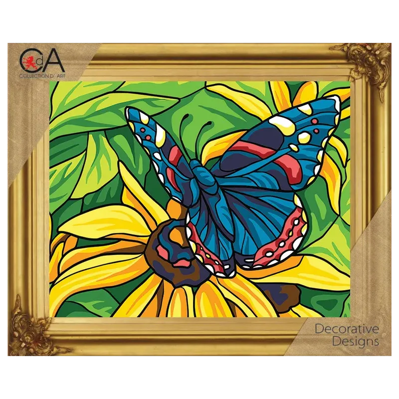 Gobelin-Set mit bedruckter Leinwand 22x30 Butterfly CDA6330K