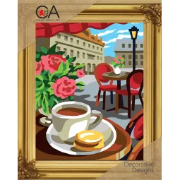 Kit de tapisserie avec toile imprimée 22x30 Cafe CDA6321K