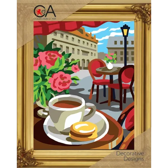 Gobelin-Set mit bedruckter Leinwand 22x30 Cafe CDA6321K