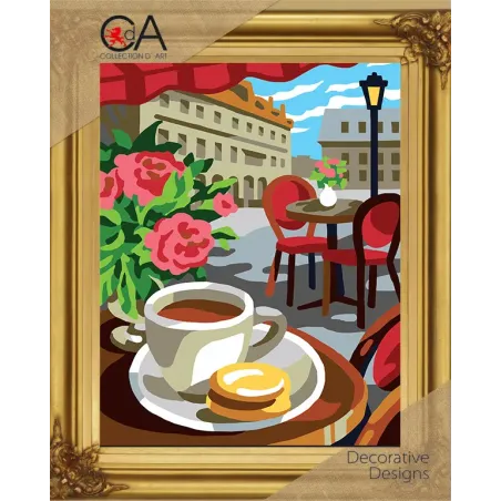 Kit de tapisserie avec toile imprimée 22x30 Cafe CDA6321K