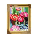 Gobelin-Set mit bedruckter Leinwand 22x30 Mohnblumen und Vergissmeinnicht CDA6320K