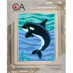 Kit de tapisserie avec toile imprimée 14x18 Orca whale CDA3205K