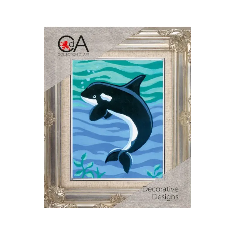 Gobeleno rinkinys su spausdintu drobele 14x18 Orca banginis CDA3205K