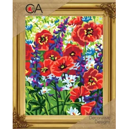 Gobelin-Set mit bedruckter Leinwand 22x30 Windblumen CDA6319K