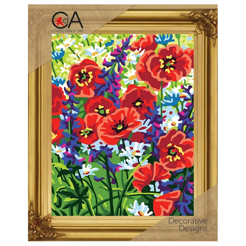 Gobelin-Set mit bedruckter Leinwand 22x30 Windblumen CDA6319K