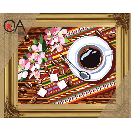 Gobeleno rinkinys su spausdinta drobe 22x30 Coffee CDA6316K