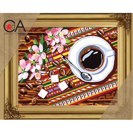Kit de tapisserie sur toile imprimée 22x30 Café CDA6316K