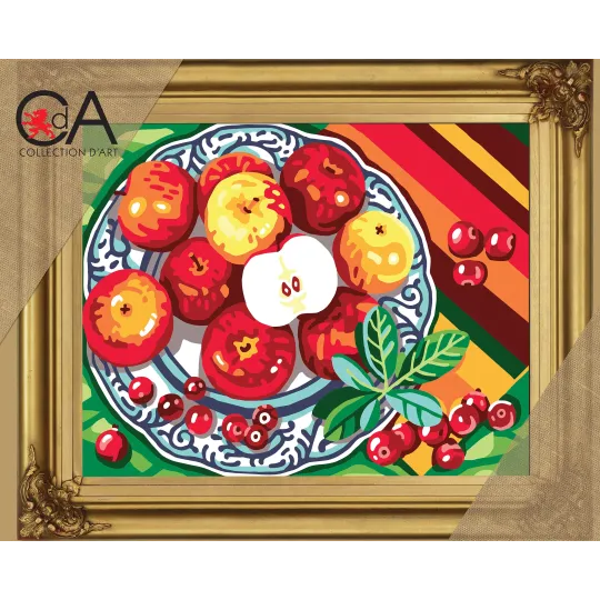 Gobeleno rinkinys su spausdintu drobė 22x30 obuoliai CDA6314K