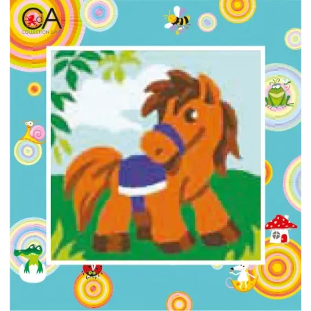 Kit de tapisserie avec toile imprimée 15x15 Pony CDA2009K