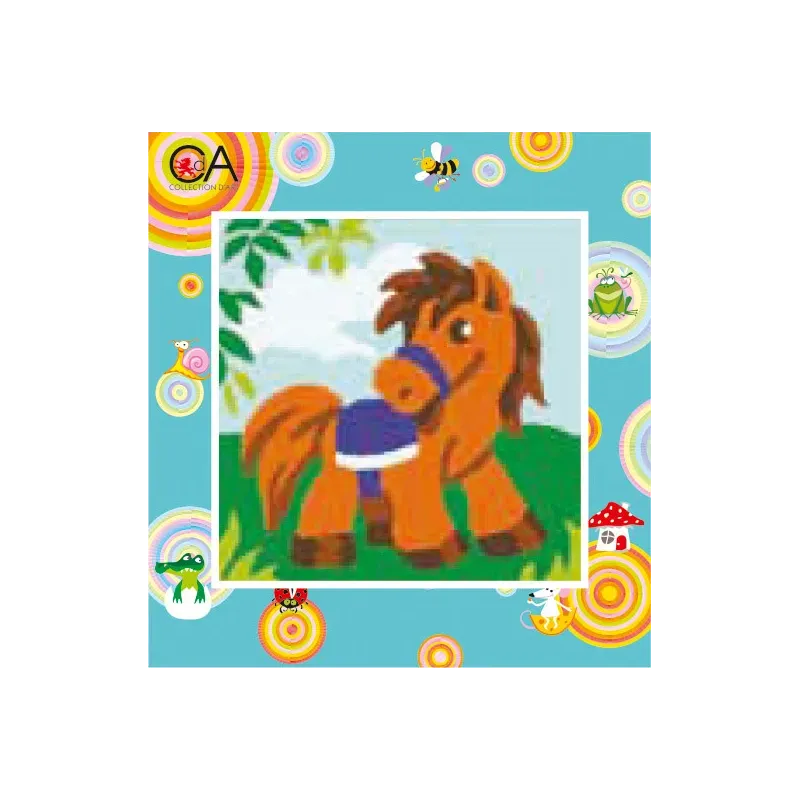 Kit de tapisserie avec toile imprimée 15x15 Pony CDA2009K