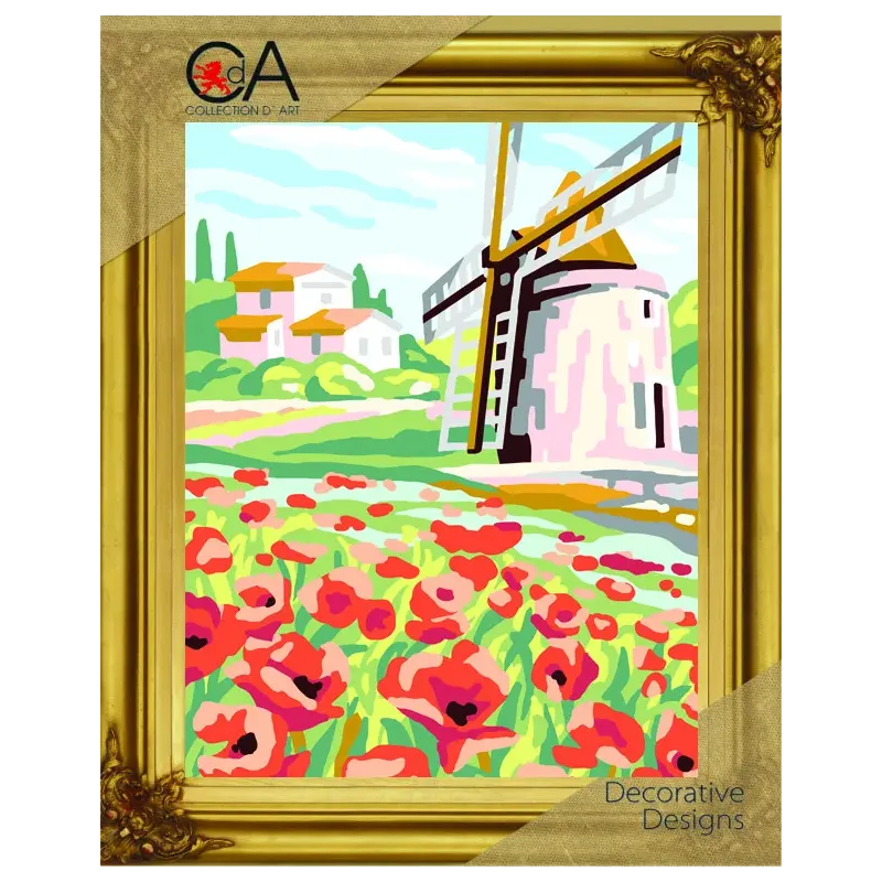 Gobelenų rinkinys su atspausdintu paveikslu 22x30 Vėjo malūnas ir aguonos CDA6310K