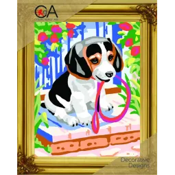 Gobeleno rinkinys su spausdintu drobės paveikslėliu 22x30 Šuniukas CDA6309K