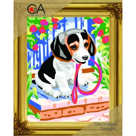 Kit de tapisserie avec toile imprimée 22x30 Chiot CDA6309K