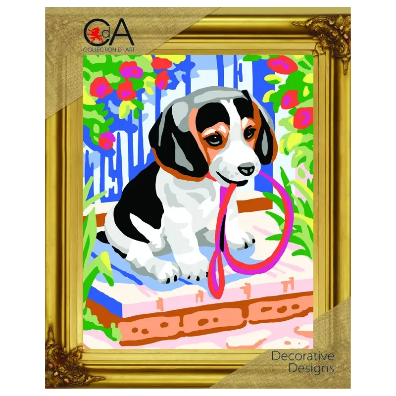 Kit de tapisserie avec toile imprimée 22x30 Chiot CDA6309K