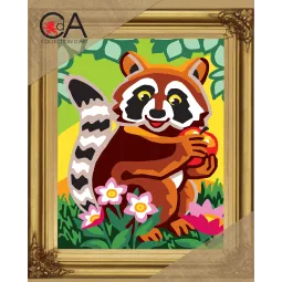 Gobelin-Set mit bedruckter Leinwand 22x30 Waschbär CDA6306K