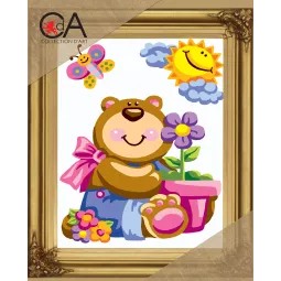 Gobelin-Set mit bedruckter Leinwand 22x30 Teddybär CDA6304K