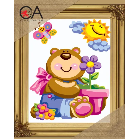 Tapestry Kit with printed canvas 22x30 Teddy bear CDA6304K