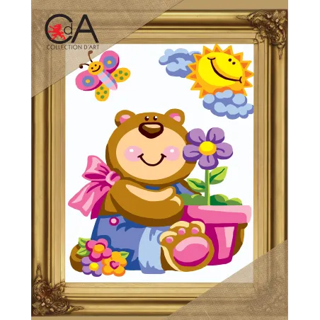 Tapestry Kit with printed canvas 22x30 Teddy bear CDA6304K