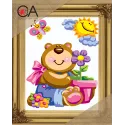 Kit de tapisserie avec toile imprimée 22x30 Ours en peluche CDA6304K