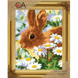 Gobelin-Set mit bedruckter Leinwand 22x30 Hase CDA6329K