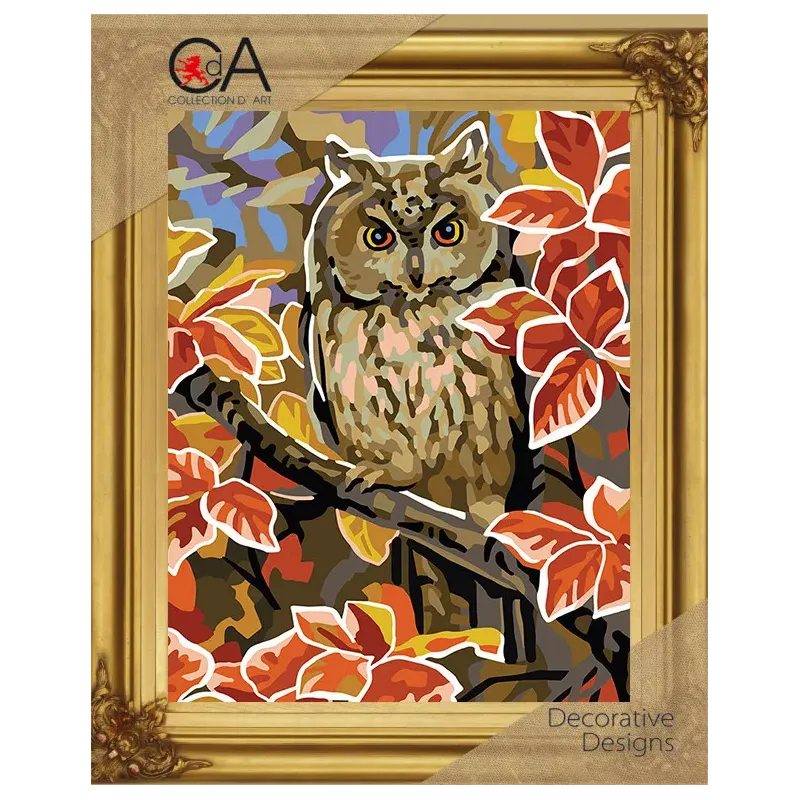 Kit de tapisserie avec toile imprimée 22x30 Hibou CDA6327K