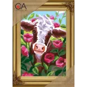 Kit de tapisserie avec toile imprimée 22x30 Vache CDA6286K