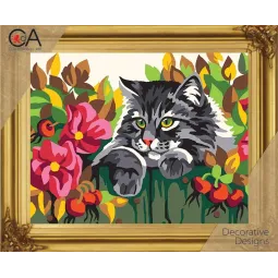 Tapestry Kit with printed canvas 22x30 Cat on the fence CDA6282K